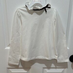 Janie and Jack White Long Sleeve Blouse with Brown Bow